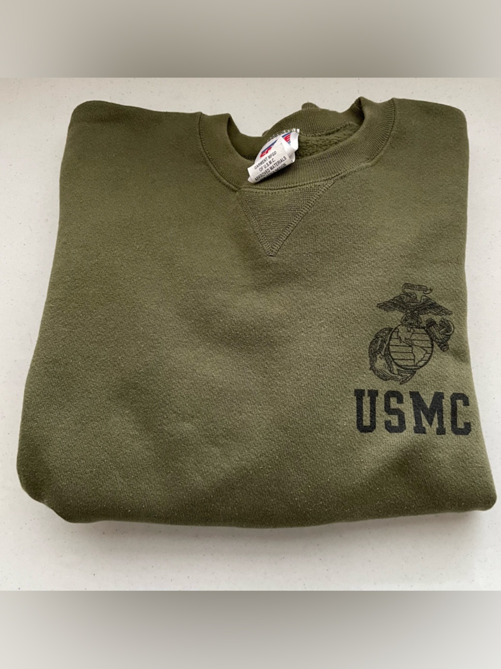 Vintage - USMC Marines - Crewneck Sweater - Adult Small - Green - Picture 3 of 8